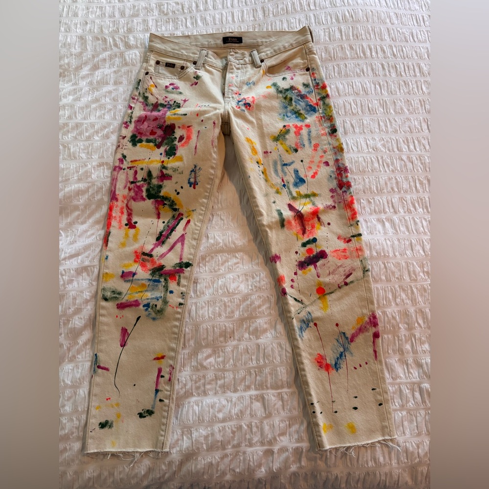 Ralph Lauren Multicolor Paint-Splatter Straight Leg Jeans